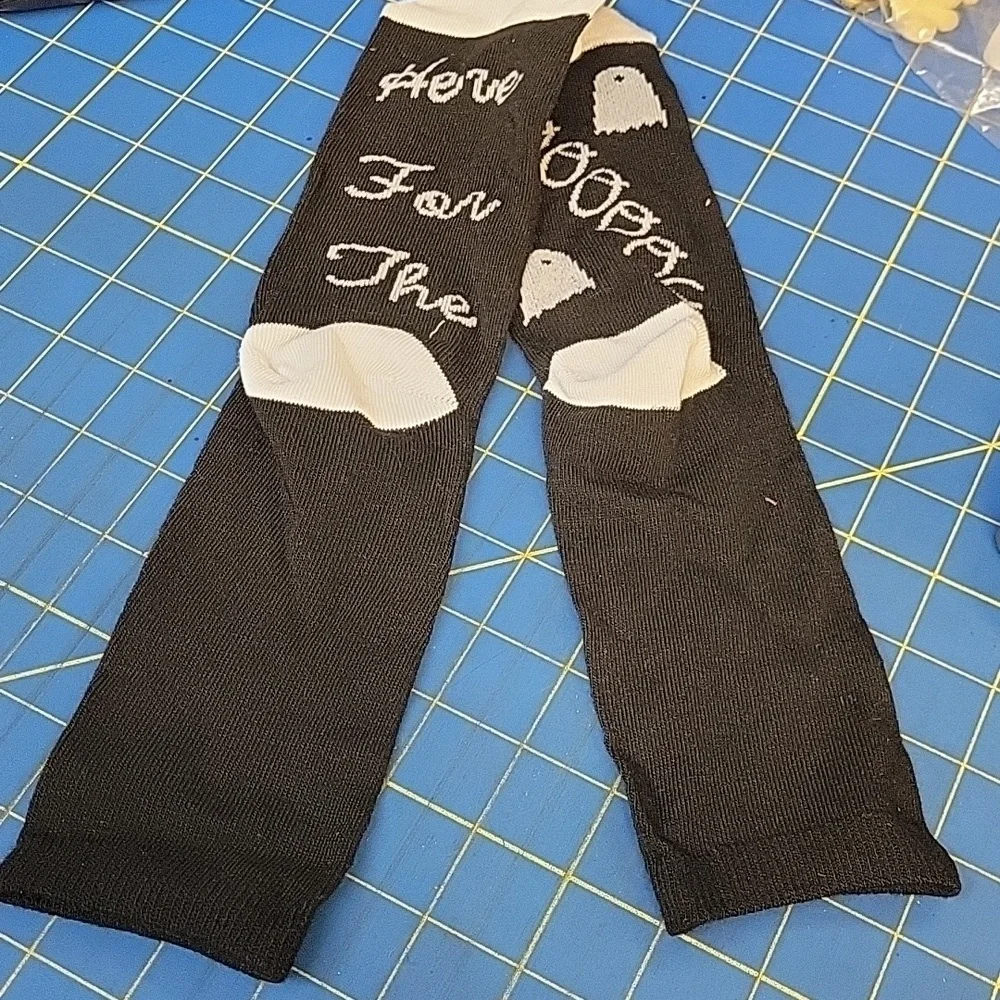 Halloween Black & White Socks Here For The Booooos New